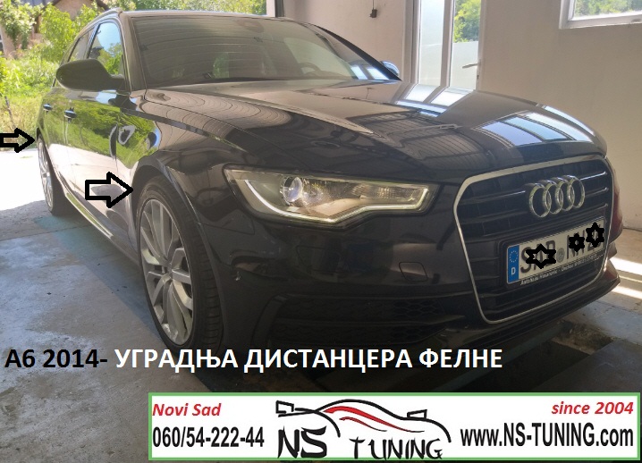 audi a6 c7 distanceri felne 5x112 66.5 15mm debljina produzeni srafovi 14x1.5 ugradnja novi sad tuning